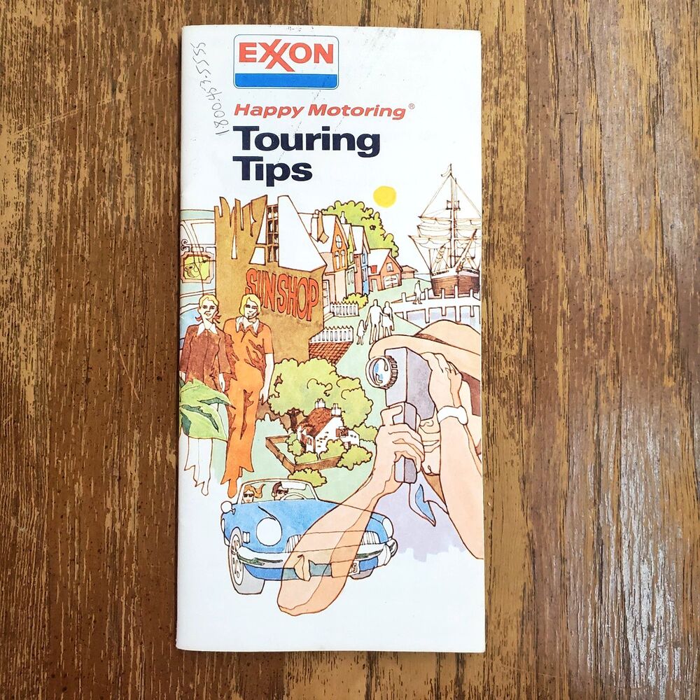 Vintage 1973 Exxon Oil Gas Happy Motoring Touring Tips Advertising Brochure Map